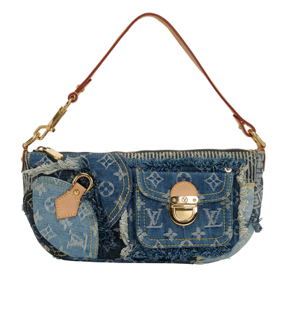 Vintage Patchwork Pouchy Shoulder Bag, &pound;1,500, Handbags, Blue, Denim, Front view